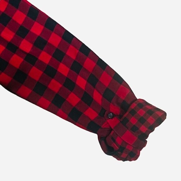 J. JILL Red Black Buffalo Plaid Long Sleeve Shirt - Size Small - Picture 5 of 8